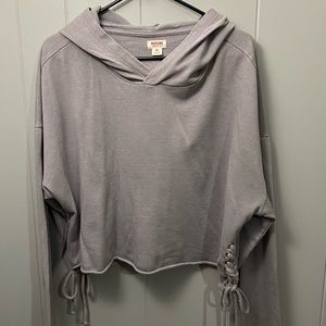 Cropped braided side detail hoodie